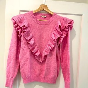 Darling, pink ruffled sweater. Size small